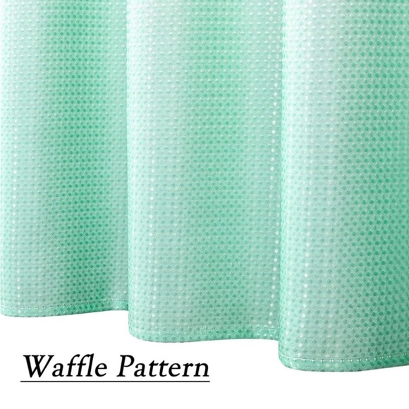 WEST LAKE Waffle Fabric Shower Curtain Aqua Ombre Decorative Spa Bathroom Shower - Picture 5 of 9